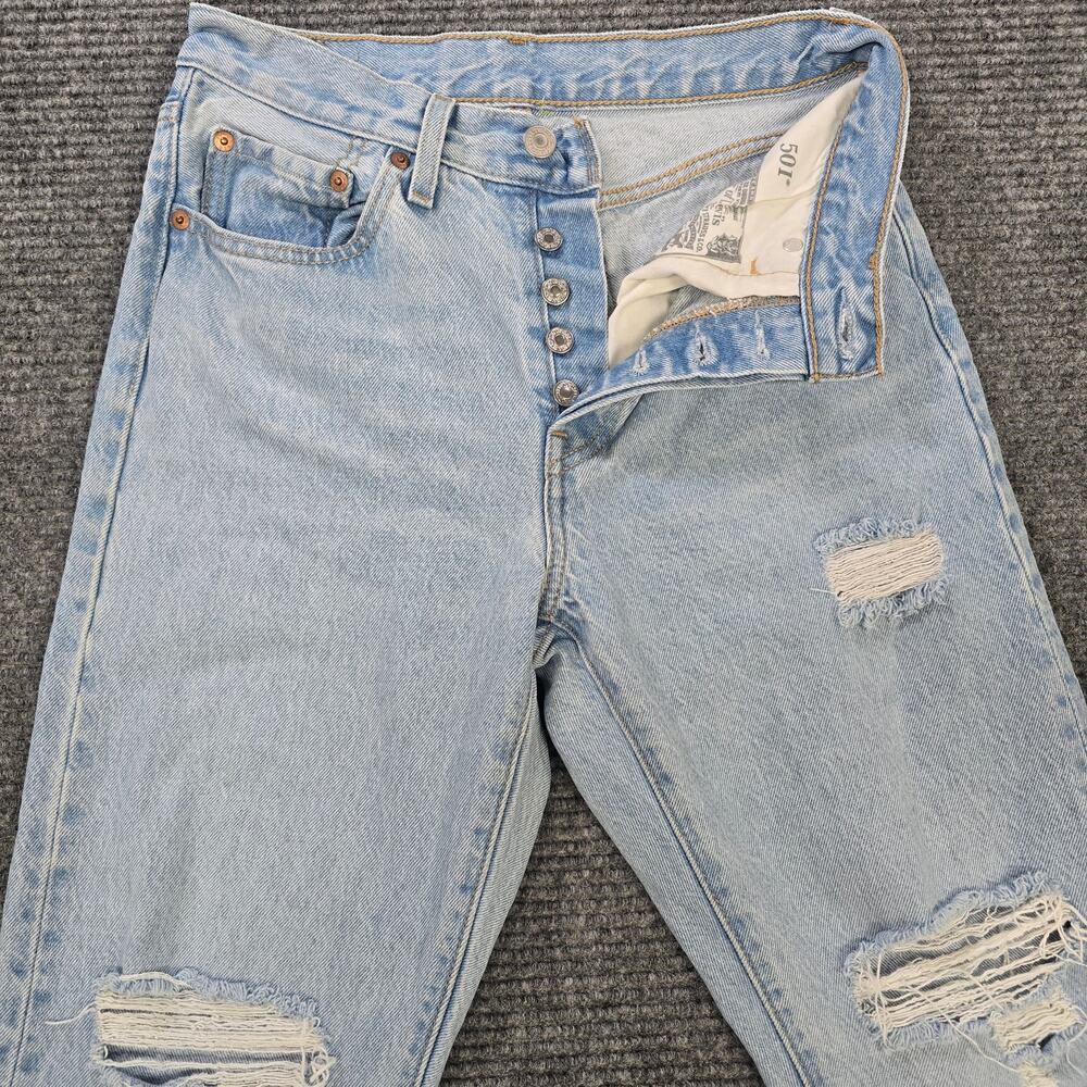 Levi's 501 Jeans Womens 26x30 Light Wash Distressed Straight Leg - Picture 4 of 9